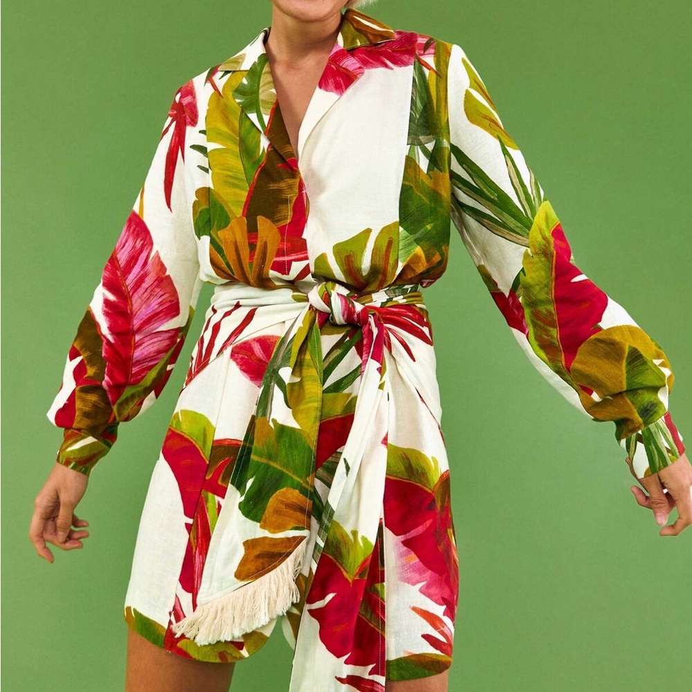 FARM Rio White Forest Mini Dress